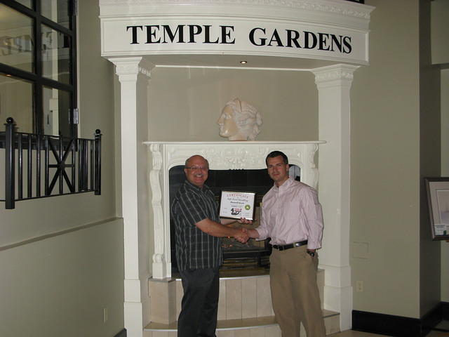 Food Safety 1st, Russell Scott presents Matt Rouse of Temple Gardens Mineral Spa Resort the 3000th Food Safety 1st Certificate!